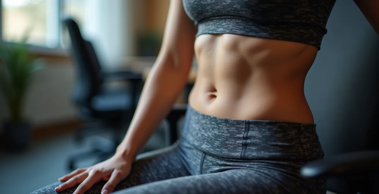 Demostración anatómica de activación del músculo transverso en posición sentada