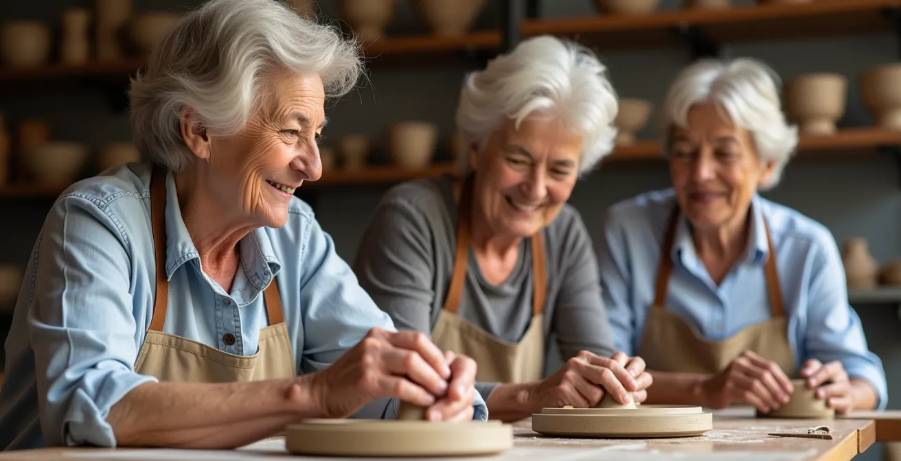 Grupo de personas mayores participando en actividades en un centro de mayores