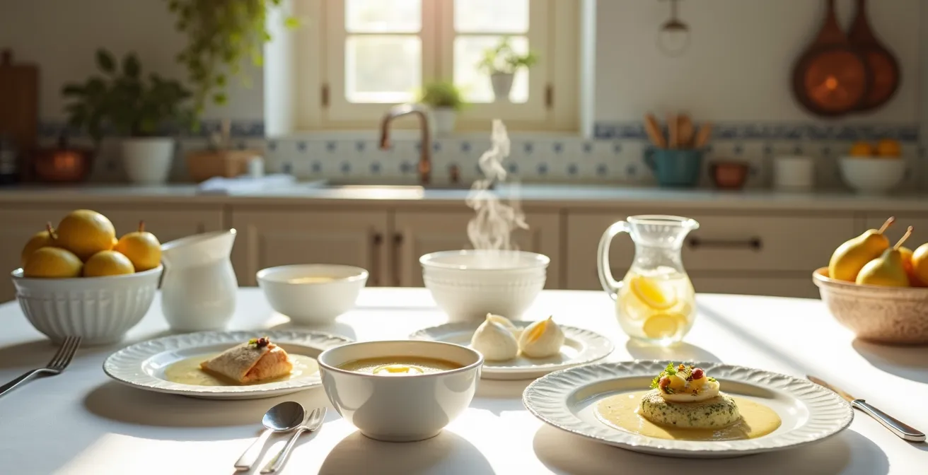 Mesa con platos españoles suaves ideales para recuperación quirúrgica