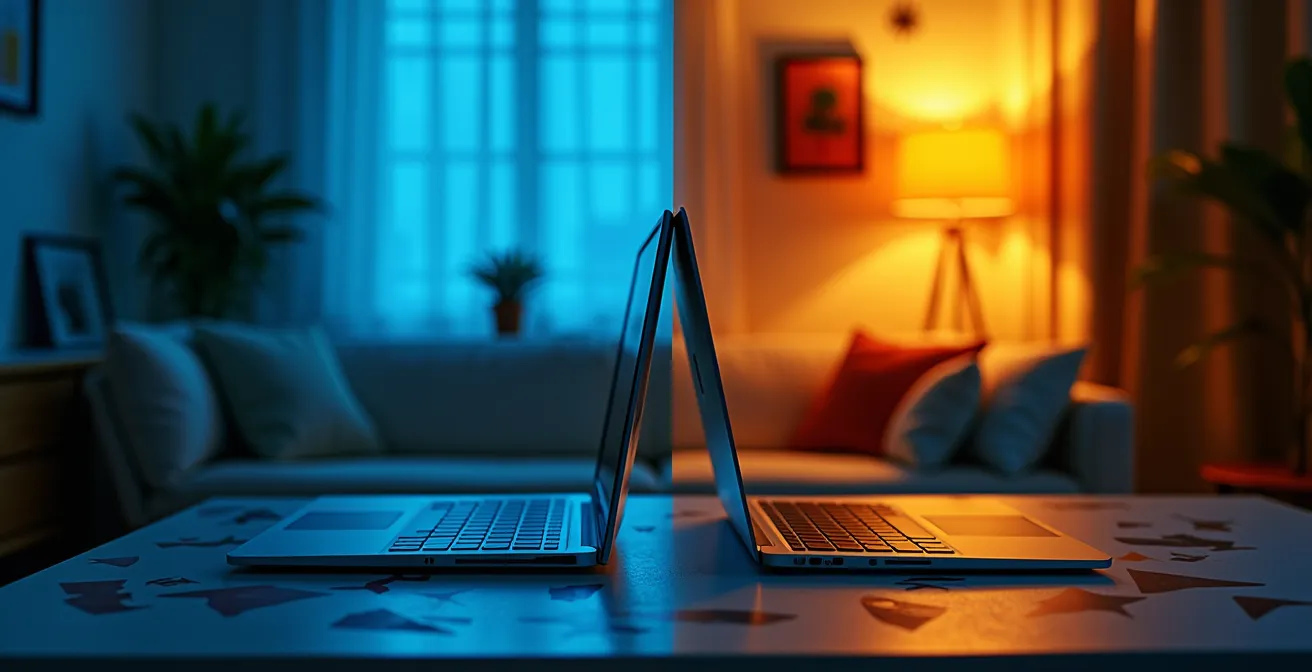 Espacio de trabajo en casa con límites claros entre zona profesional y personal