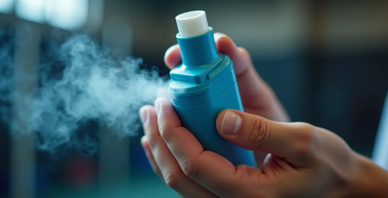 Demostración de la técnica correcta de uso del inhalador con cámara espaciadora